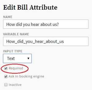 custom bill attributes settings page